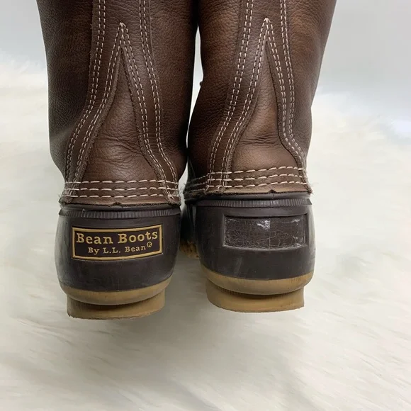 LL Bean Shearling Fur Lined Duck Boots Brown - Picture 4 of 8